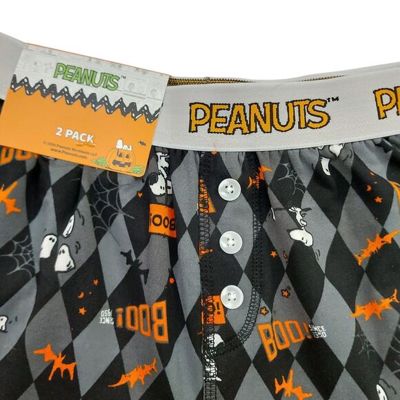 Peanuts Fleece Boxer Briefs Mens Small Orange Black Set of 2 Soft Underwear - Picture 5 of 10
